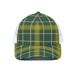 Green And Yellow Stewart Tartan Print White Mesh Trucker Cap