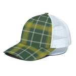 Green And Yellow Stewart Tartan Print White Mesh Trucker Cap