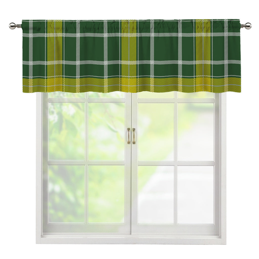 Green And Yellow Stewart Tartan Print Window Valance