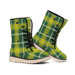 Green And Yellow Stewart Tartan Print Winter Boots