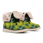 Green And Yellow Stewart Tartan Print Winter Boots