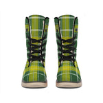 Green And Yellow Stewart Tartan Print Winter Boots