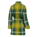 Green And Yellow Stewart Tartan Print Women's Bathrobe