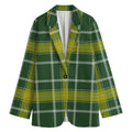 Green And Yellow Stewart Tartan Print Women's Blazer