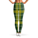 Green And Yellow Stewart Tartan Print Women's Leggings