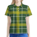 Green And Yellow Stewart Tartan Print Women's Polo Shirt