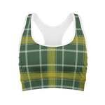Green And Yellow Stewart Tartan Print Women's Sports Bra