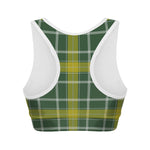 Green And Yellow Stewart Tartan Print Women's Sports Bra