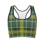 Green And Yellow Stewart Tartan Print Women's Sports Bra