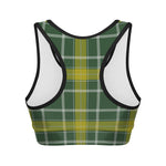 Green And Yellow Stewart Tartan Print Women's Sports Bra