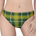 Green And Yellow Stewart Tartan Print Women's Thong