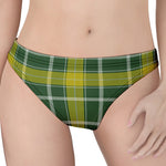 Green And Yellow Stewart Tartan Print Women's Thong