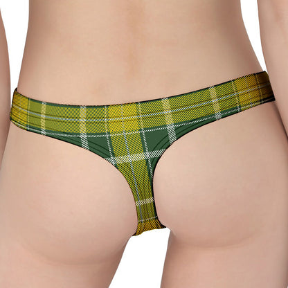 Green And Yellow Stewart Tartan Print Women's Thong