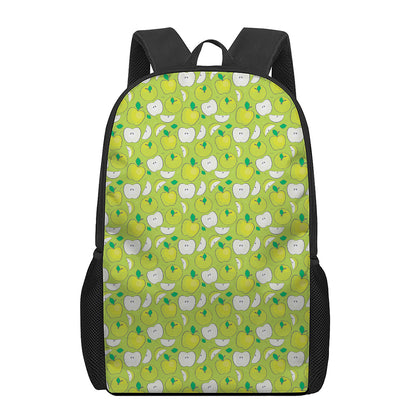 Green Apple Fruit Pattern Print 17 Inch Backpack
