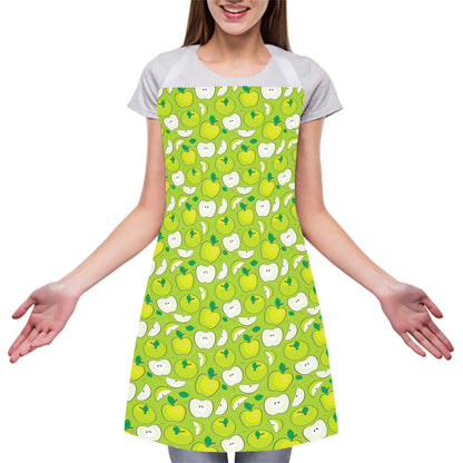 Green Apple Fruit Pattern Print Adjustable Apron