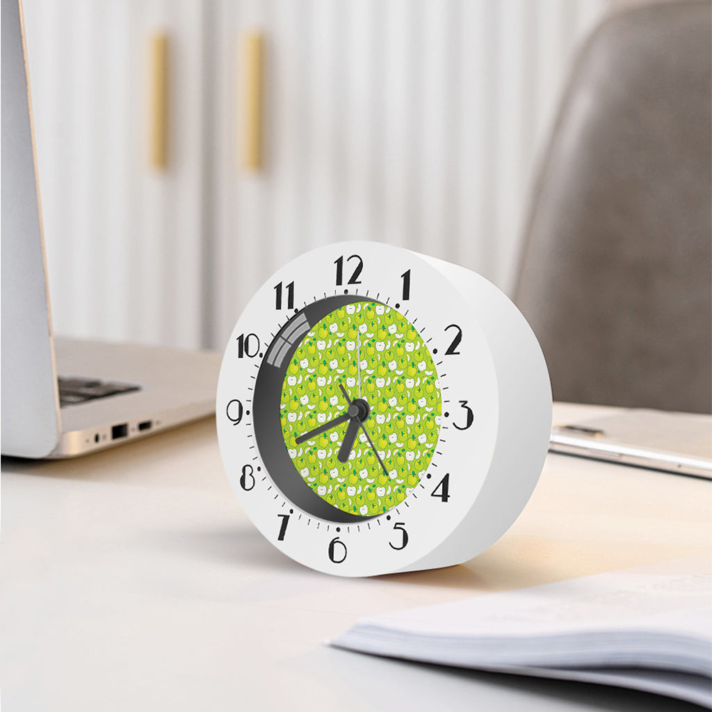 Green Apple Fruit Pattern Print Alarm Clock
