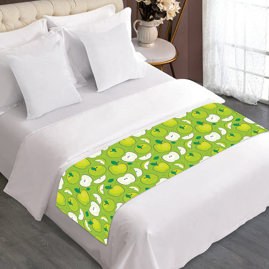 Green Apple Fruit Pattern Print Bed Runner