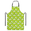 Green Apple Fruit Pattern Print Bib Apron With Pocket