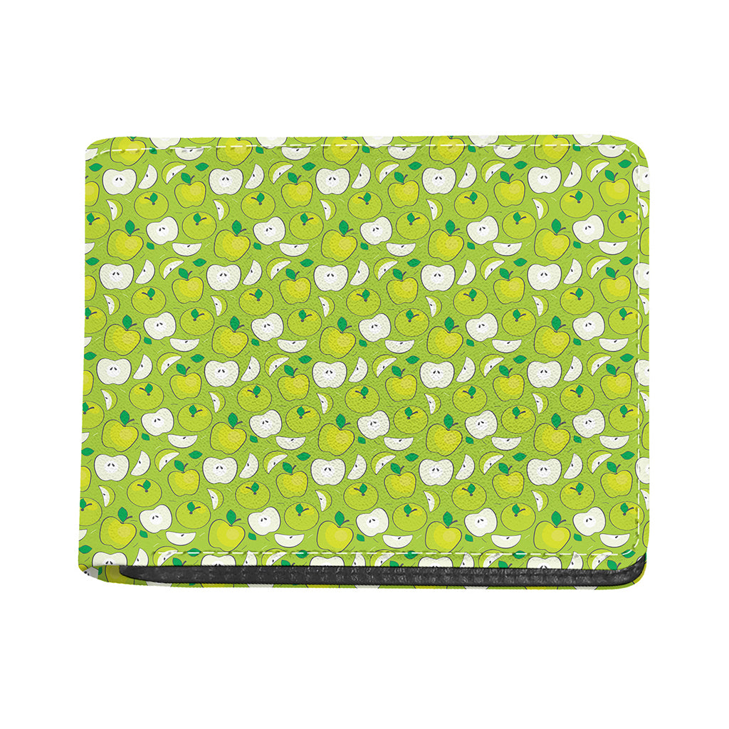 Green Apple Fruit Pattern Print Bifold Wallet