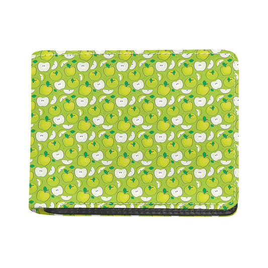 Green Apple Fruit Pattern Print Bifold Wallet