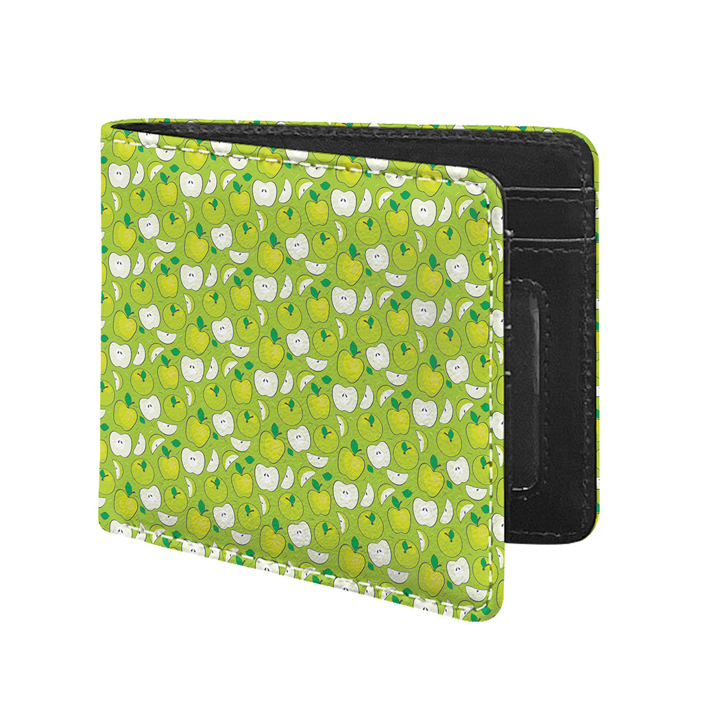 Green Apple Fruit Pattern Print Bifold Wallet
