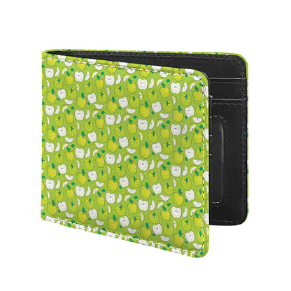 Green Apple Fruit Pattern Print Bifold Wallet