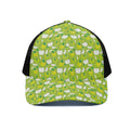 Green Apple Fruit Pattern Print Black Mesh Trucker Hat