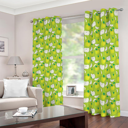 Green Apple Fruit Pattern Print Blackout Grommet Curtains