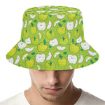 Green Apple Fruit Pattern Print Bucket Hat