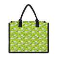Green Apple Fruit Pattern Print Canvas Tote Bag