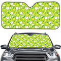 Green Apple Fruit Pattern Print Car Windshield Sun Shade