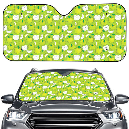 Green Apple Fruit Pattern Print Car Windshield Sun Shade