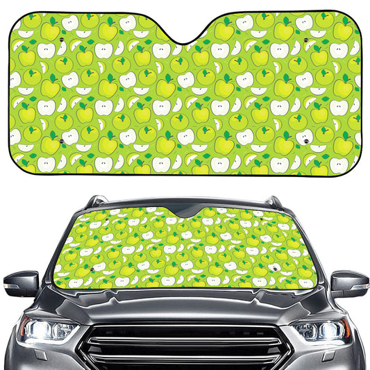 Green Apple Fruit Pattern Print Car Windshield Sun Shade