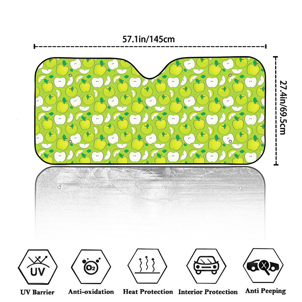 Green Apple Fruit Pattern Print Car Windshield Sun Shade