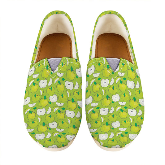 Green Apple Fruit Pattern Print Casual Shoes