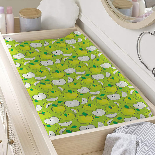 Green Apple Fruit Pattern Print Changing Pad Cover