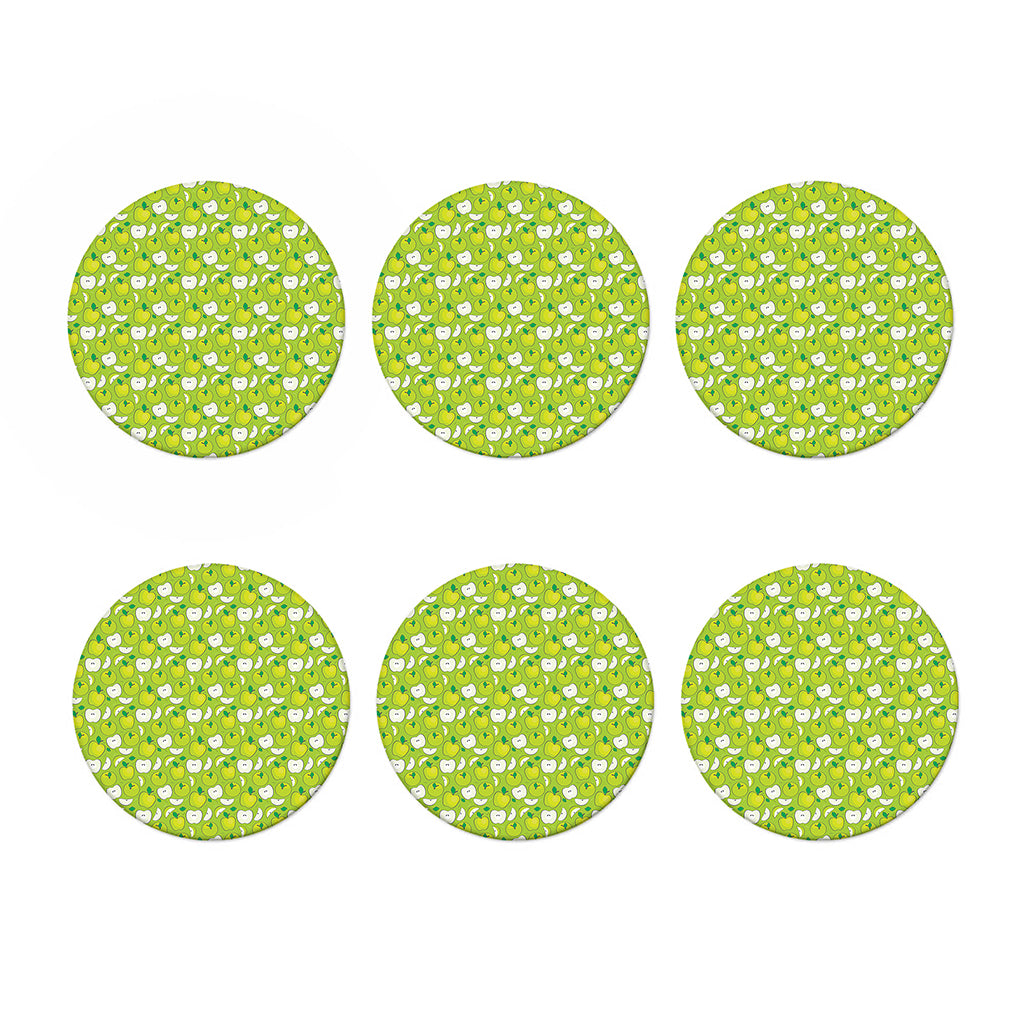 Green Apple Fruit Pattern Print Coaster Set