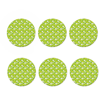 Green Apple Fruit Pattern Print Coaster Set