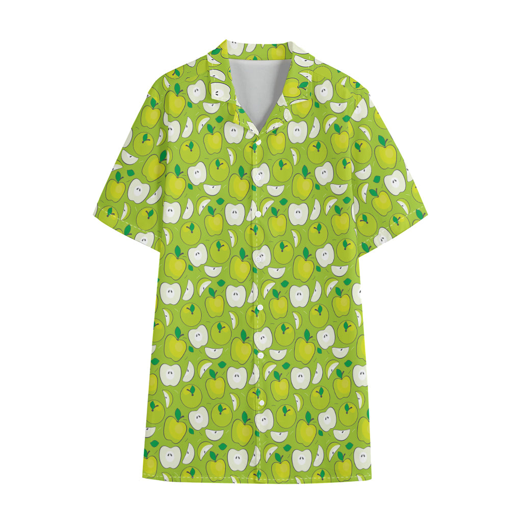 Green Apple Fruit Pattern Print Cotton Hawaiian Shirt
