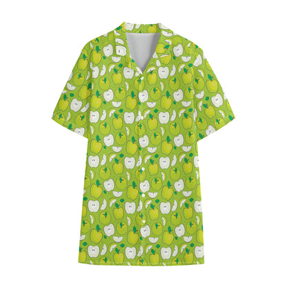Green Apple Fruit Pattern Print Cotton Hawaiian Shirt