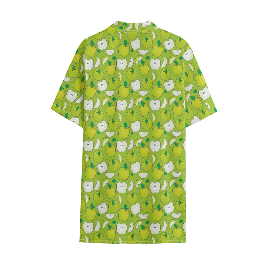 Green Apple Fruit Pattern Print Cotton Hawaiian Shirt