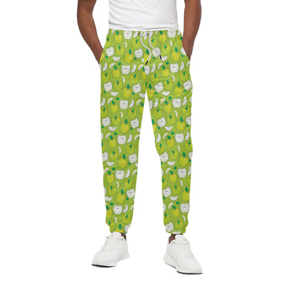 Green Apple Fruit Pattern Print Cotton Pants