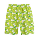 Green Apple Fruit Pattern Print Cotton Shorts