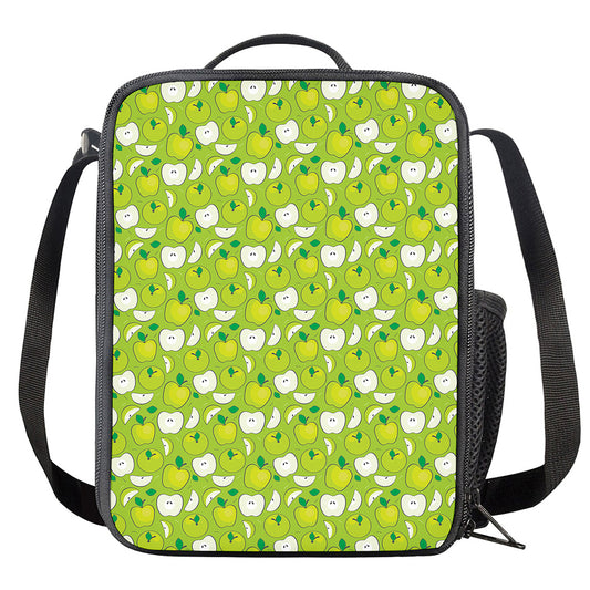 Green Apple Fruit Pattern Print Crossbody Lunch Bag