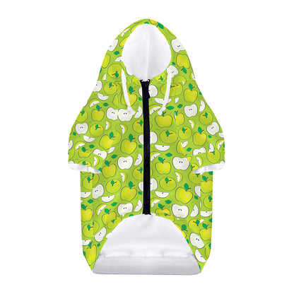 Green Apple Fruit Pattern Print Dog Zip Up Hoodie