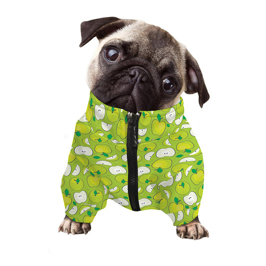 Green Apple Fruit Pattern Print Dog Zip Up Jacket
