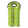 Green Apple Fruit Pattern Print Double Neoprene Wine Tote