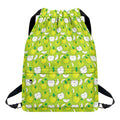 Green Apple Fruit Pattern Print Drawstring Backpack