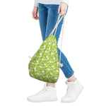 Green Apple Fruit Pattern Print Drawstring Bag