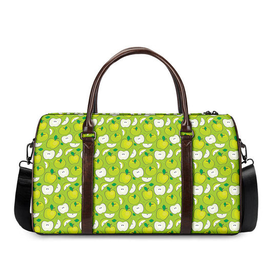 Green Apple Fruit Pattern Print Duffle Bag